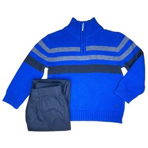 Nautical Toddler Boys 2 Piece Casual ￼Pants Outfit Set Blue & Black Size 2T